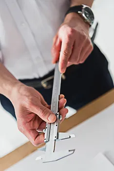 engrosamiento_miembro_calibrador_medico_urologo_rene_zamora_queretaro_234x350 Médico mide con calibrador metálico como parte de una evaluación clínica previa a un tratamiento urológico estético.